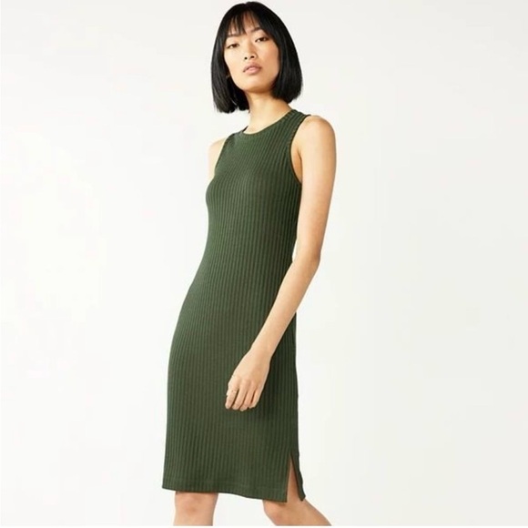 Nine West Dresses & Skirts - NWT Nine West tank dress olive green ribbed textured stretch size Medium